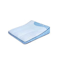 Lit orthopédique Quiétou pour chien, housse bleu ciel et blanc — vue produit